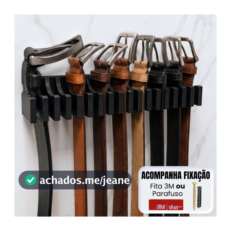 Suporte de Cintos de Parede ou Guarda-Roupas | Porta Cinto Organizador Expositor Organizador de Cintos 9 ou 19 Ganchos