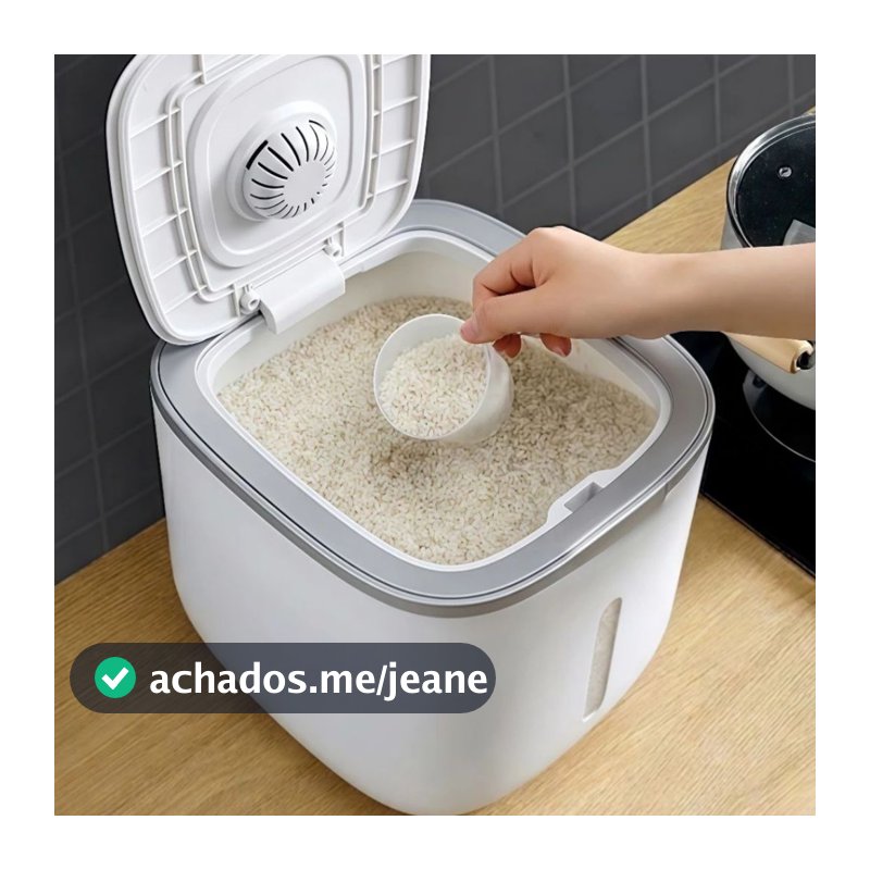 Pote Hermético 10kg Arroz Grãos Tampa Selada Anti Umidade
