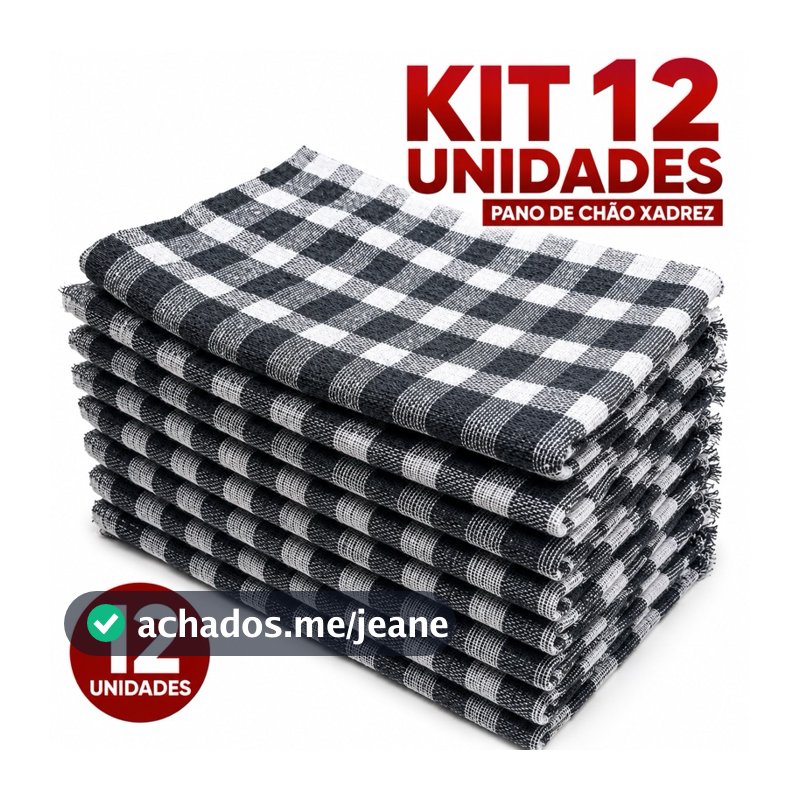 Kit Pano de Chao Xadrez Extra Grande 50x70cm