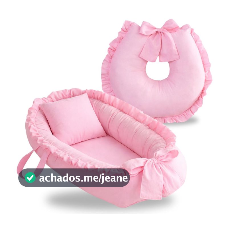 Ninho Redutor Berço Bebê com Almofada Amamentação 2 Peças Enxoval Completo Menina Menino Rosa Azul