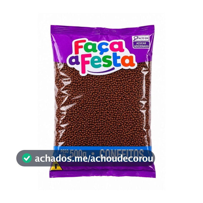 Confeito para Brigadeiro Marrom 500g Faça a Festa Confeitaria Granulados