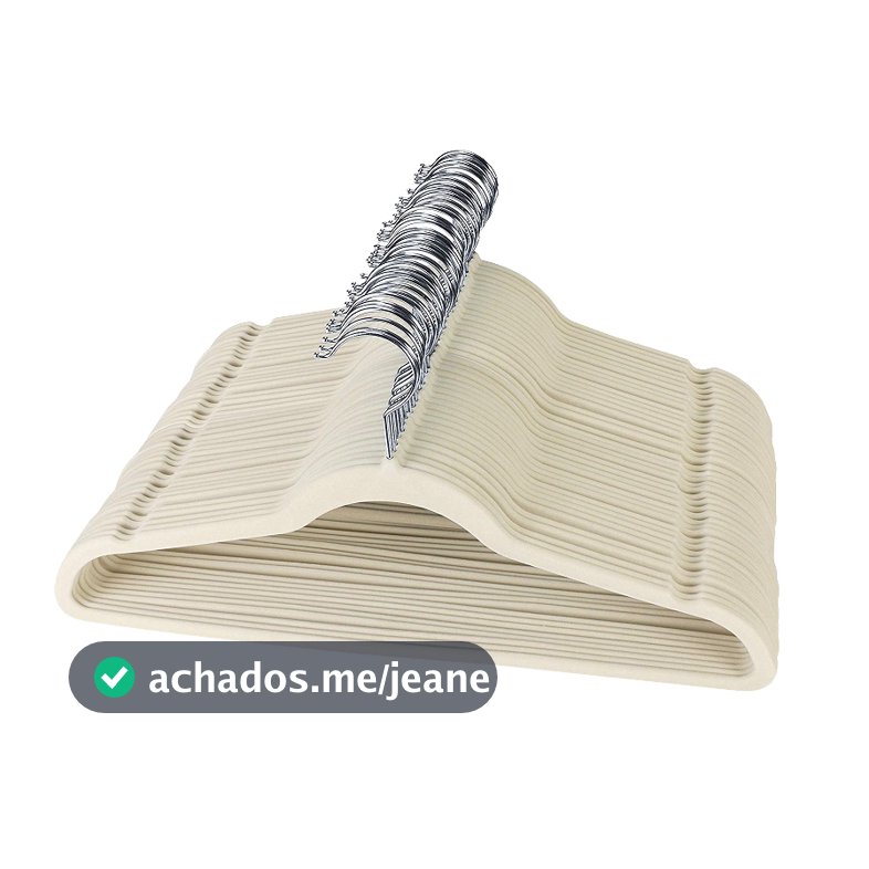 Kit 100 Cabides De Veludo Ultra Fino Antideslizante Bege