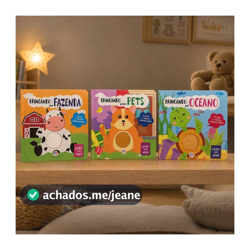 Livro Sensorial Infantil Interativo com Abas Fazenda Pets e Oceano Unidade