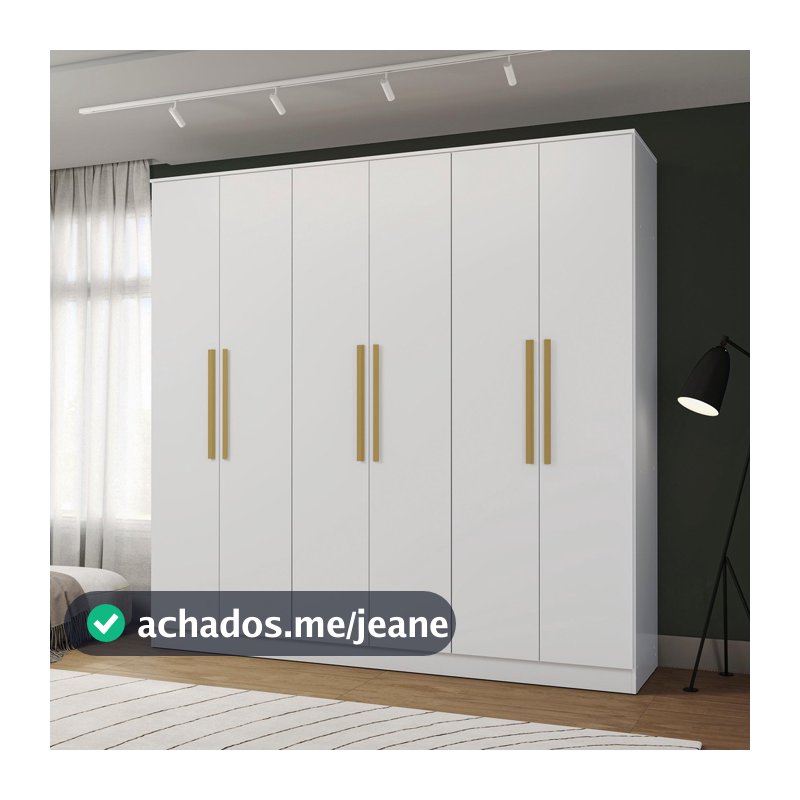 Guarda-Roupa 6 Portas 4 Gavetas Kappesberg Adapt Branco
