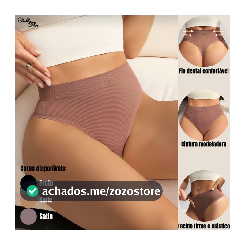 Kit 5 ou 3 Calcinhas Caneladas Sem Costura Modeladora Não Marca Confortável Lingerie Feminina