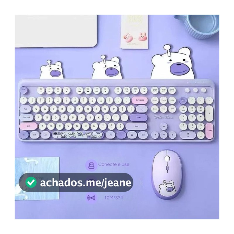 Teclado Hello Bear Geezer/Teclado e Mouse Sem Fio 2.4G  Wireless Várias Cores