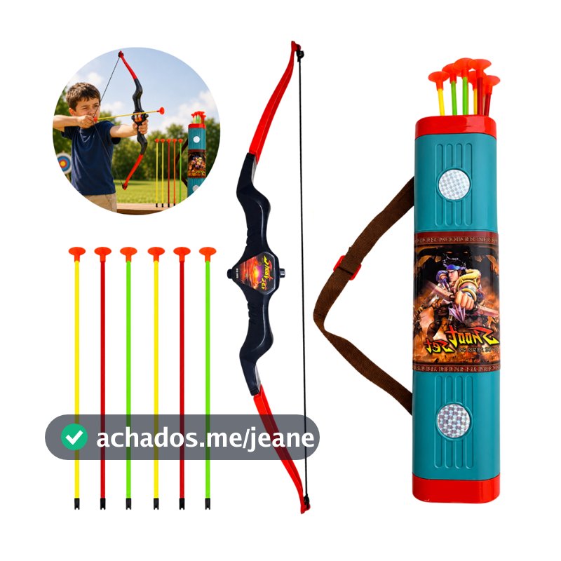 Arco E Flecha Europio Infantil Com Bolsa Aljava Lançador + Dardos