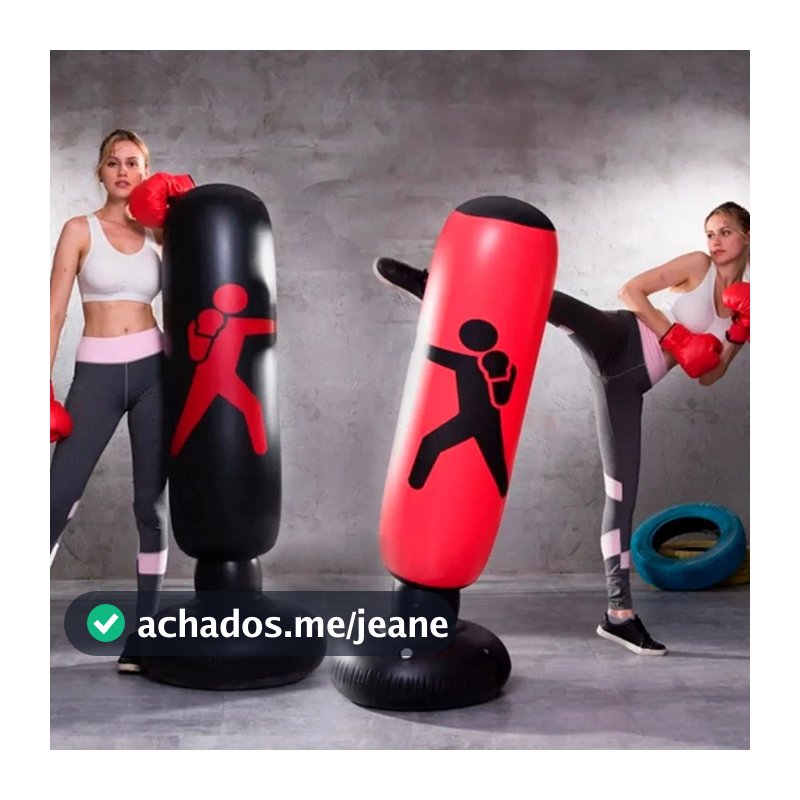 Saco de  Pancada Inflável 1,60 m – Boxe, Muay‑Thai, Crossfit – Treino em Casa