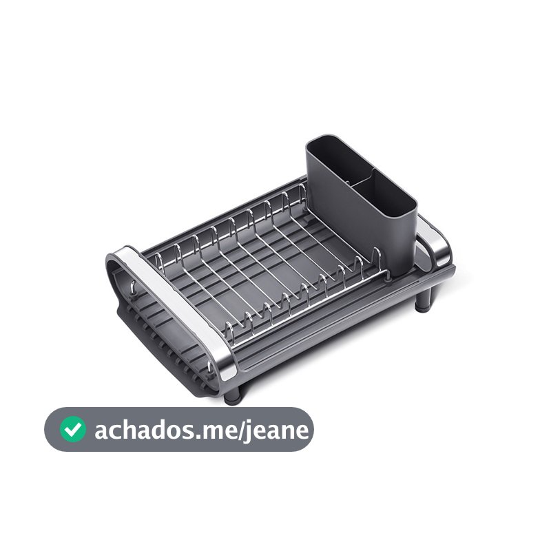 Escorredor Louças Extensível Metalla Aço Escovado Inox Preto Inclinação facilita drenagem da água