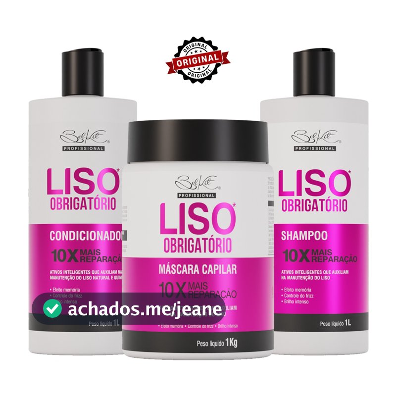 Kit Profissional 3 Itens Capilar Liso Obrigatório 1L | Kit Profissional Para Cabelos Lisos