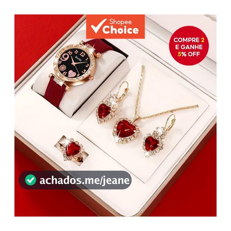 Relógio De Quartzo Da Moda Feminina E Conjunto De Joias Com Pulseira De Couro Sem Caixa Pulso Elegante