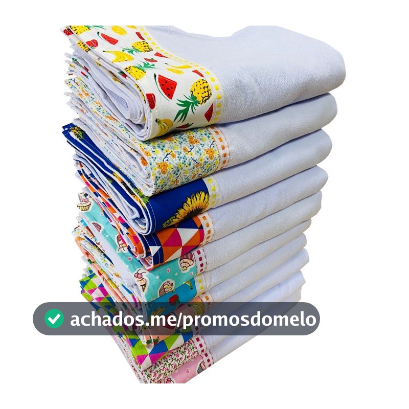 Pano De Prato Barrado Pe De Galinha Kit Com 5 Peças
