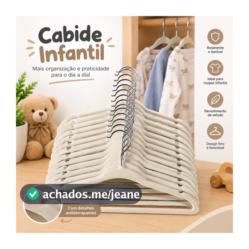 Kit 25 Cabide Infantil Antideslizante Ultrafinos De Veludo