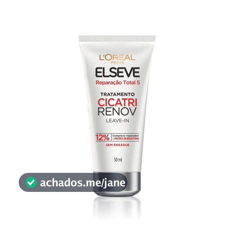 Leave-in de Tratamento com Reparação Imediata, Proteção Térmica, 10 em 1, L'Oréal Paris Elseve Cicatri Renov 50ml