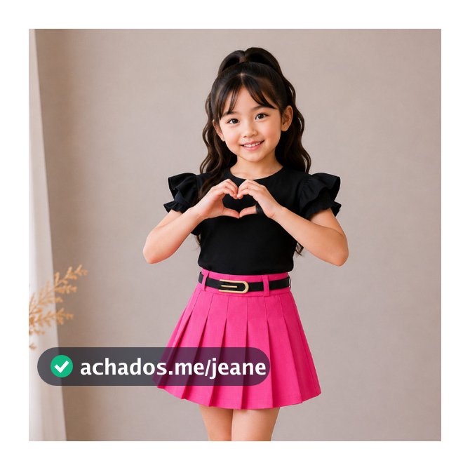 KIT 3 PEÇAS Conjunto Infantil menina Blusa Canelada com Babado + Short Saia Plissada com Cinto Menina 4 ao 12