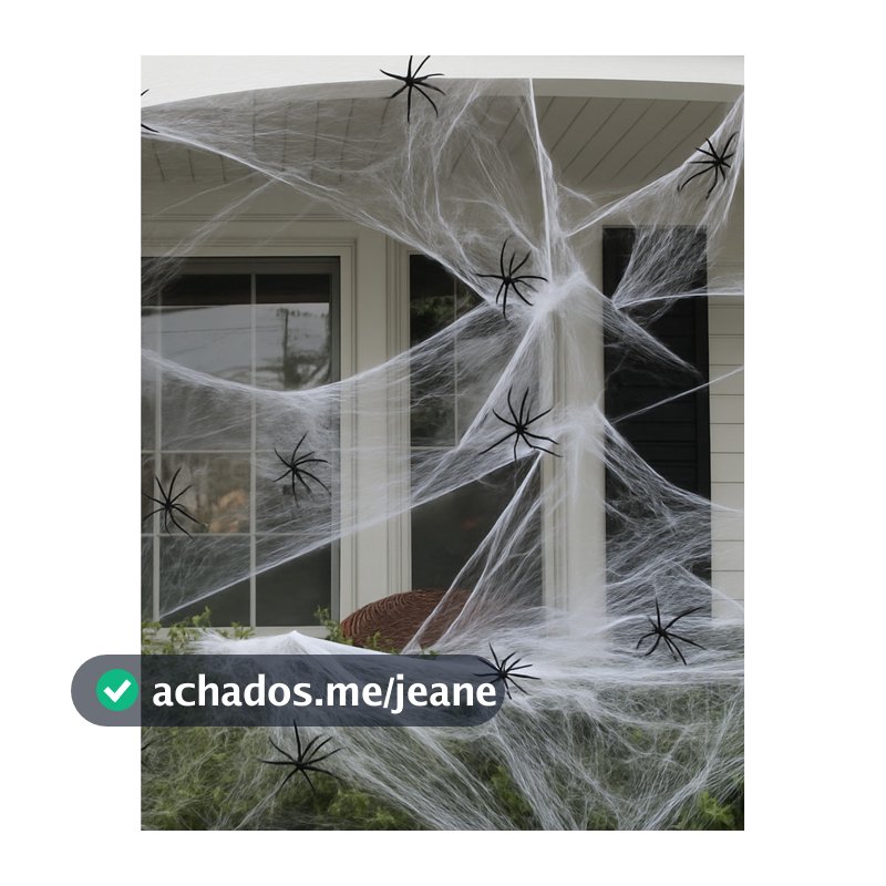 Kit 5 Teias Brancas C/ 10 Aranhas P/ Halloween