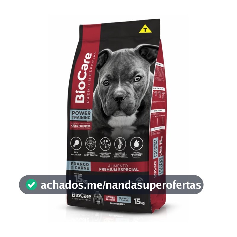 Ração BioCare Premium Especial Filhote - Power Training - Frango & Carne 15kg