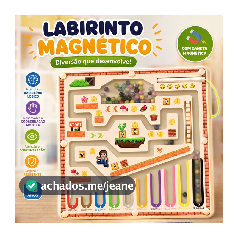 Labirinto Magnético com Bolinhas Brincadeira Educativa - Foco Concentração e Raciocínio Treinamento Infantil (3 Anos)