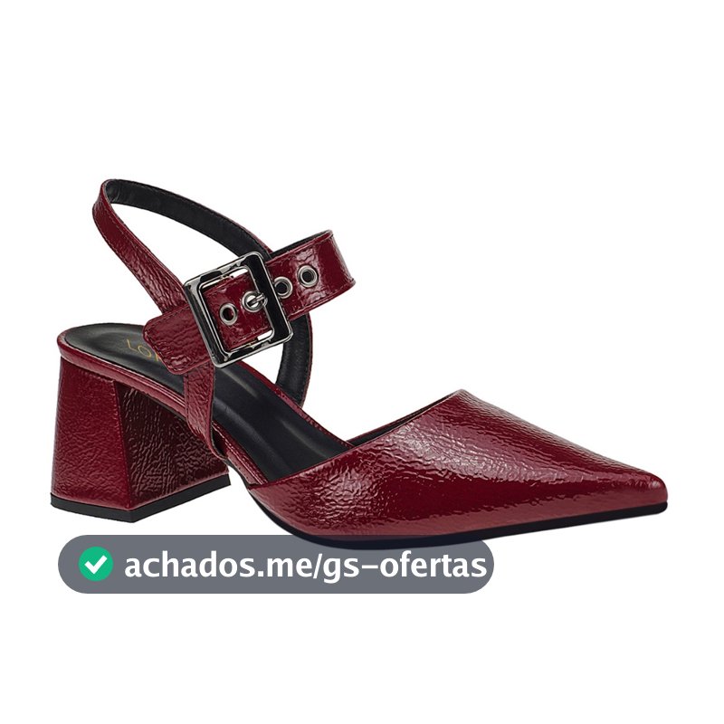 Sapato Social Feminino Scarpin Bico Fino Salto Bloco Confortável com Fivela 18400