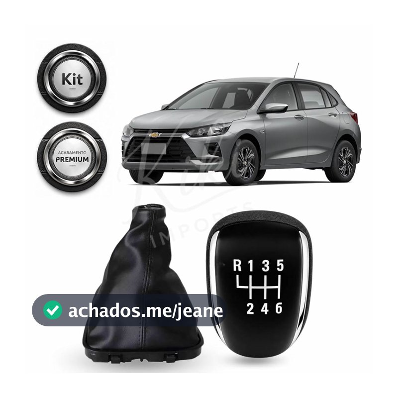 Kit Manopla e Coifa De Câmbio Chevrolet Onix Plus e Novo Onix Couro Ecológico Premium