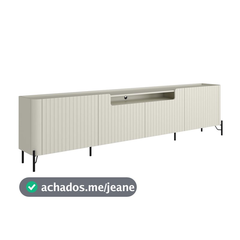 Rack Para Sala de Estar TV 85 Pol 4 Portas Brise Pés Industrial Preto Alef I03 Luna - Lyam Decor