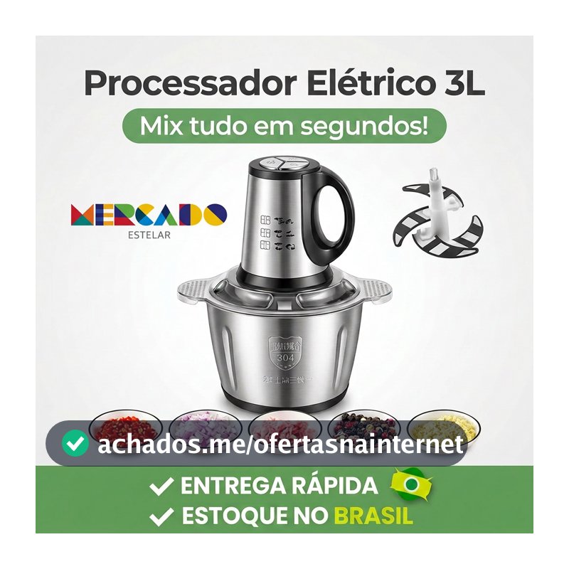 3L Picador De Alimentos Moedor De Carne Mixer Elétrica Processador Cozinha Casa Alho - 110v-220v