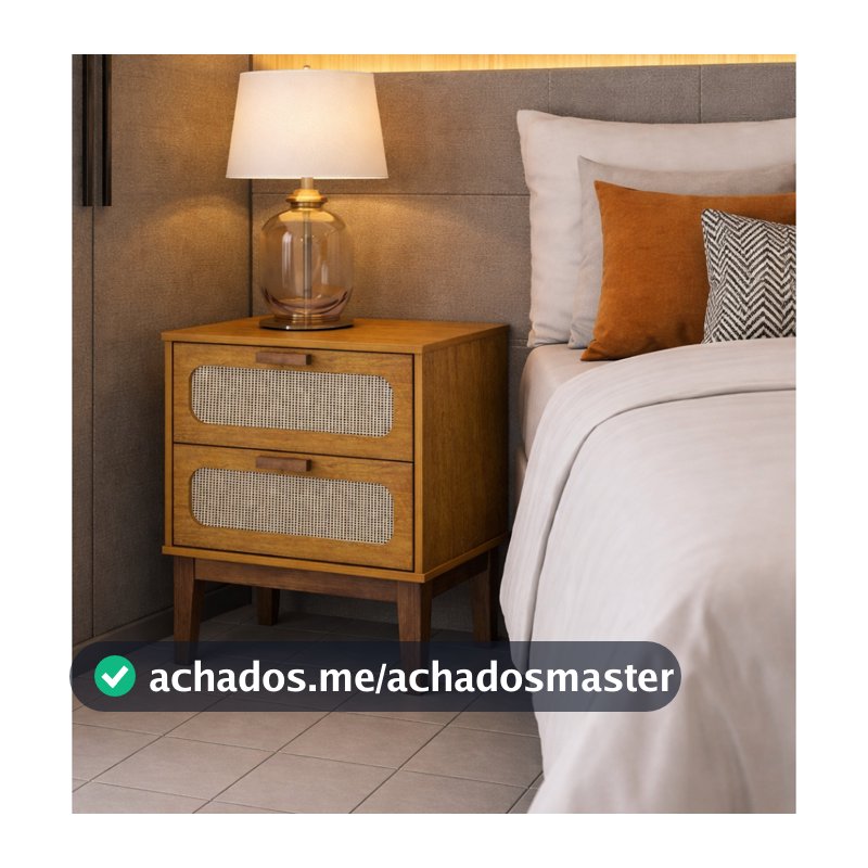 Mesa de Cabeceira Estilo Retrô Pés Madeira Quarto Reforçada  C/telinha na Gaveta Santorini