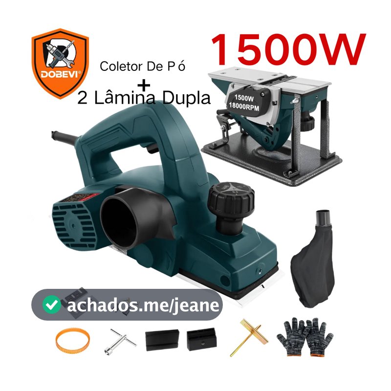 Plaina Elétrica Manual Profissional 1500w 2 Lâminas Dobevi
