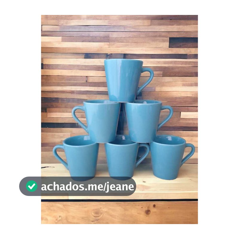 Kit Jogo 6 Xicaras canecas Porcelana 120 ml Café Chá azul lisa