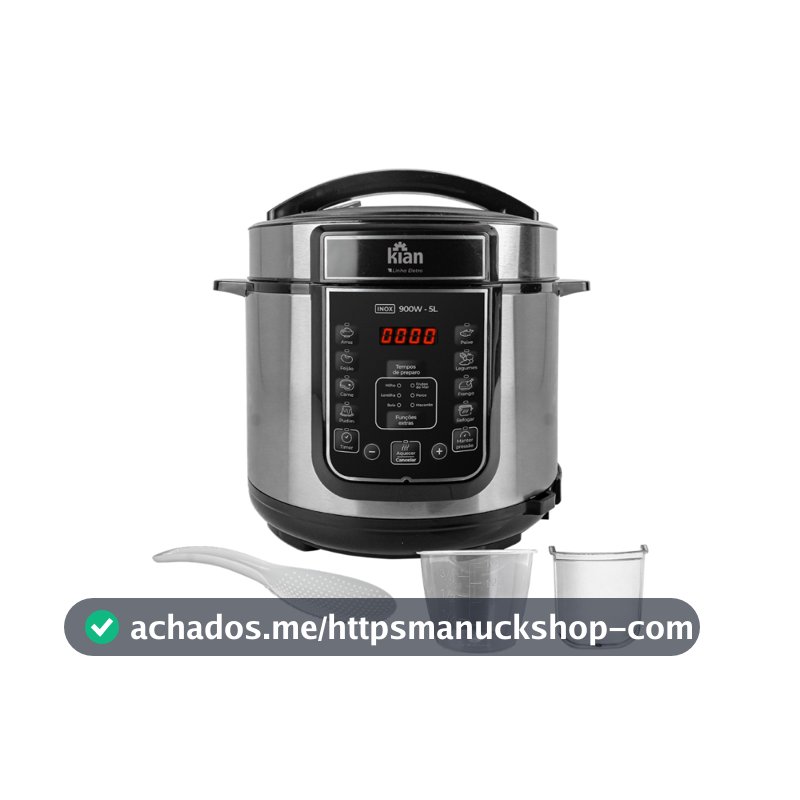 Panela de Pressão Elétrica Kian 5 Litros 900W 127V  Inox/Preto PPE-101