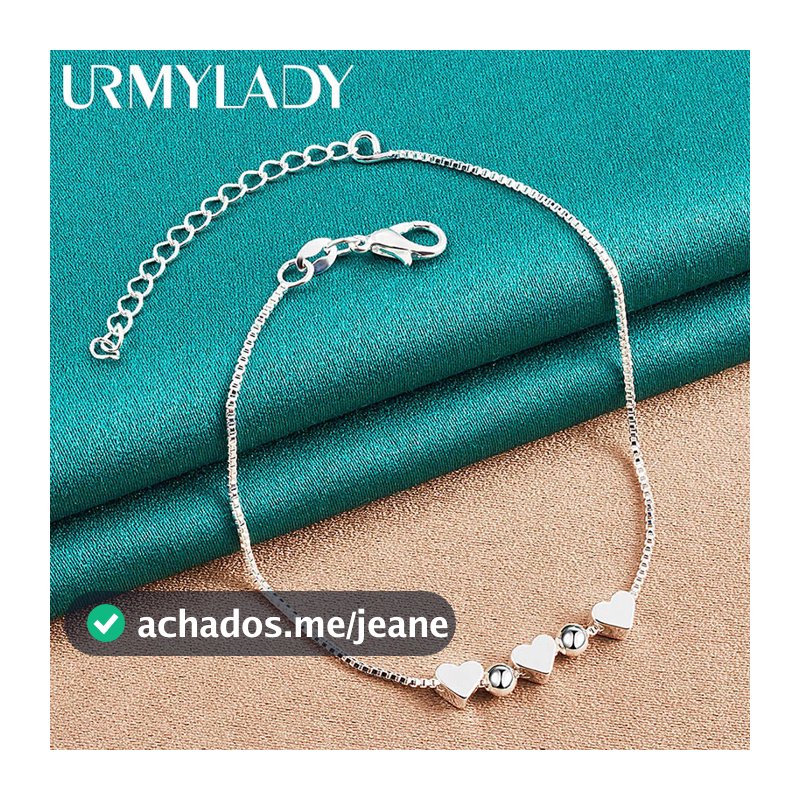 Pulseira De Contas De Coração Banhada A Prata Para Mulheres Joias De Presente De Aniversário De Casamento