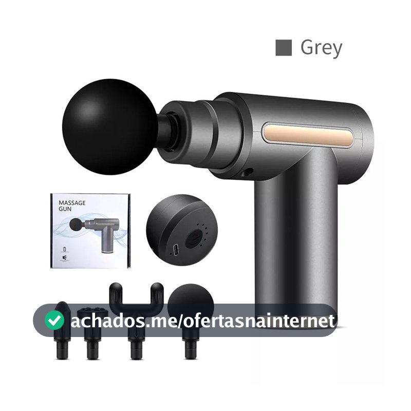 Pistola de Massagem Muscular Portátil Elétrica Profissional Recarregável USB com Múltiplas Ponteiras para Relaxamento