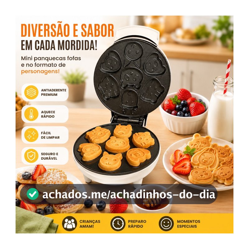 Máquina De Fazer Bolinho Cake Mini Waffle Bichinhos Elétrica 110V e 220V