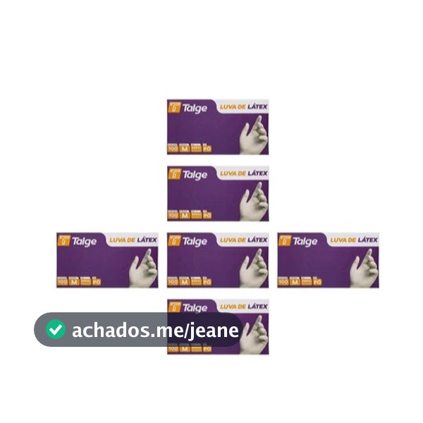 Kit 6 Luvas Látex Descartável com Pó Resistente 600 Unidades