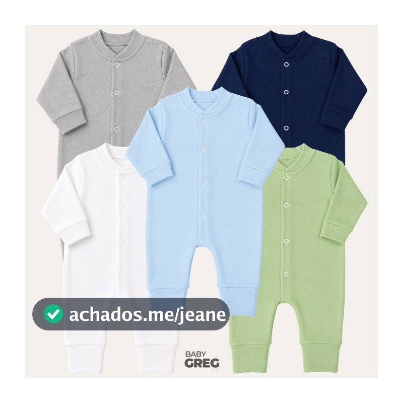 Kit 5 Macacão de Bebê Basico Liso Suedine Vira Pé Liso 100% algodão Confortável Menino - (P/M/G)