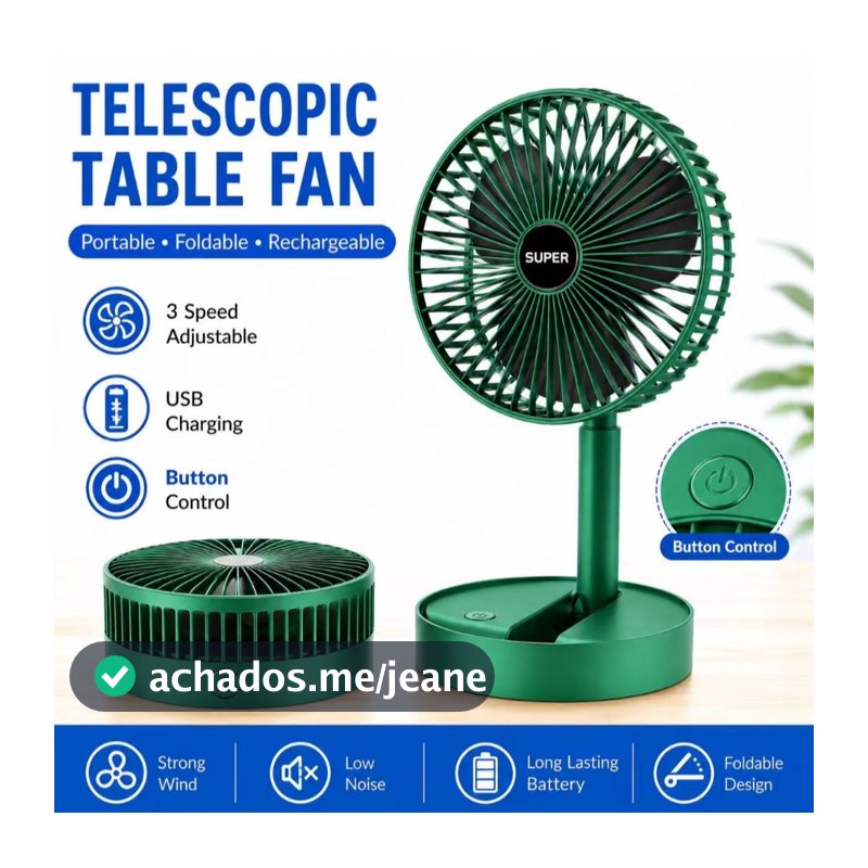 Mini Ventilador De Mesa Portátil Retrátil Dobrável USB Recarregável Sem Fio