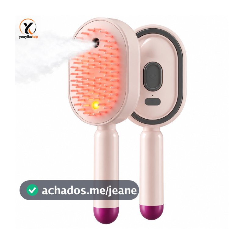 Escova De Cabelo Elétrica A Vapor 3 Em 1 Alisador Recarregável Com Spray De Névoa Almofada Desembaraçadora Pente