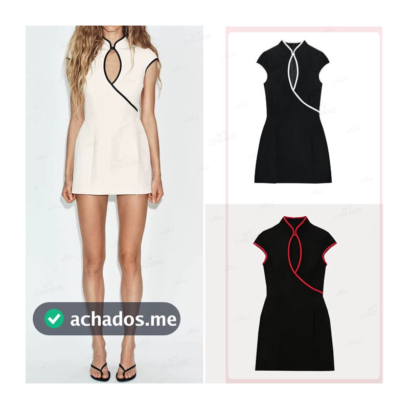 Roupas femininas 2026 novo estilo verão Wear estilo europeu americano gola alta manga curta contraste guarnição Mini ves