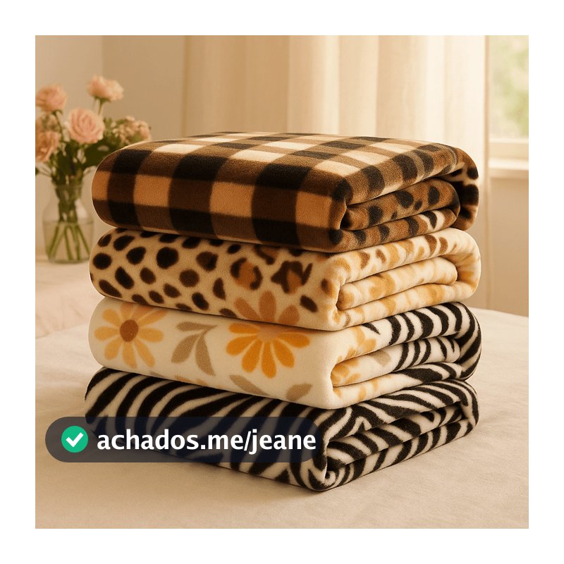Kit 04 Manta De Casal Microfibra Cores estampadas Cobertor Promoção
