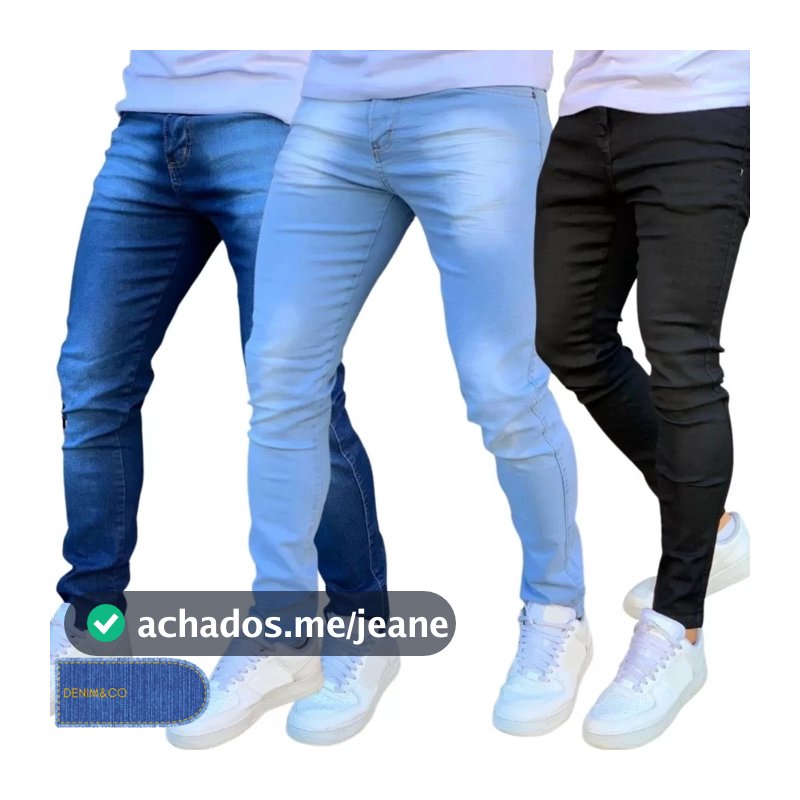 Kit Calça Jeans Skinny Masculina Com Lycra Estica Muito Nf super promoção