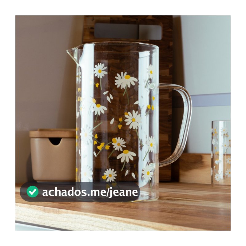 Jarra de Vidro Borossilicato Sunflower 1,2L Estampa Floral - Wolff