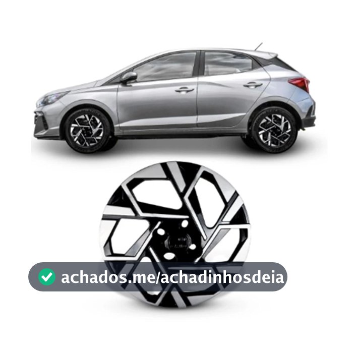 Jogo 4 Calotas HB20 HB20S 2016 A 2024 Preto Prata + Emblema Resinado