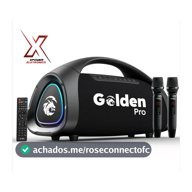 Caixa de som golden pro power box 17 / 2 microfone + controle remoto ipx67