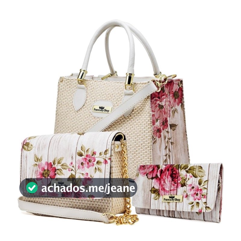 Kit Bolsa Feminina Lorena Luxo Elegante Lançamento 3 Peças