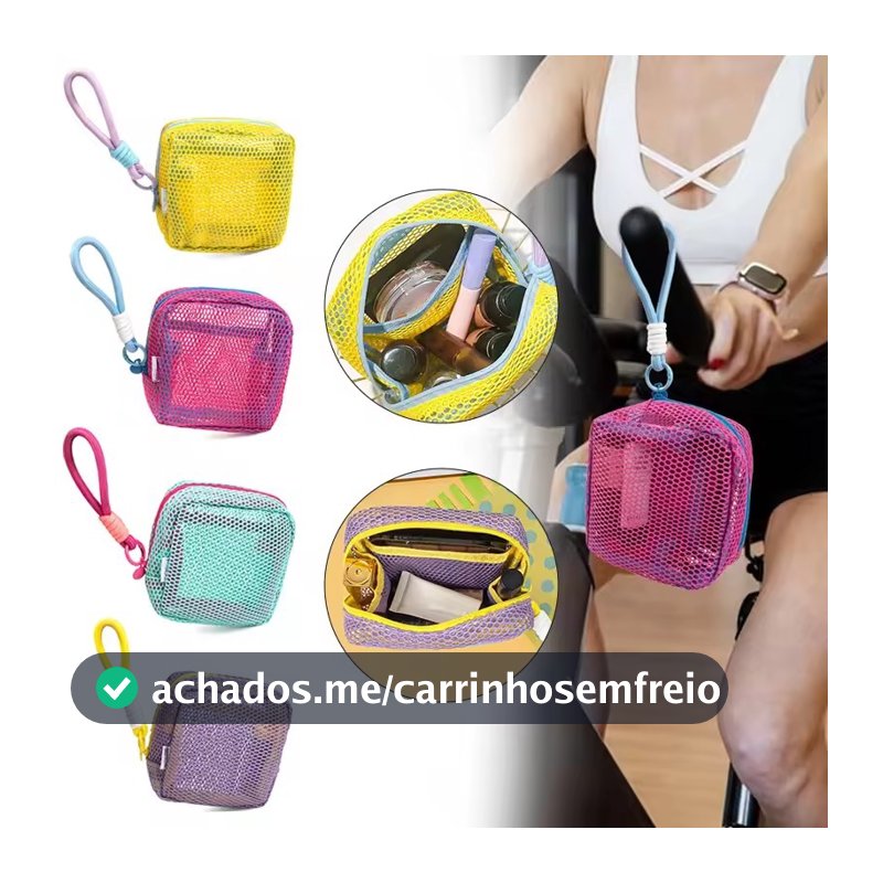 Dopamina Bolsa De Maquiagem Feminina Mini Zíper Moedas Malha Cosmética Viagem Batom Cabo Dados Armazenamento Pequenas Bo