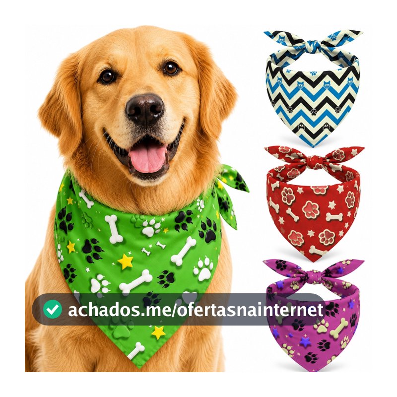 Kit 3 Bandana Pet Lenço Cachorro e Gato
