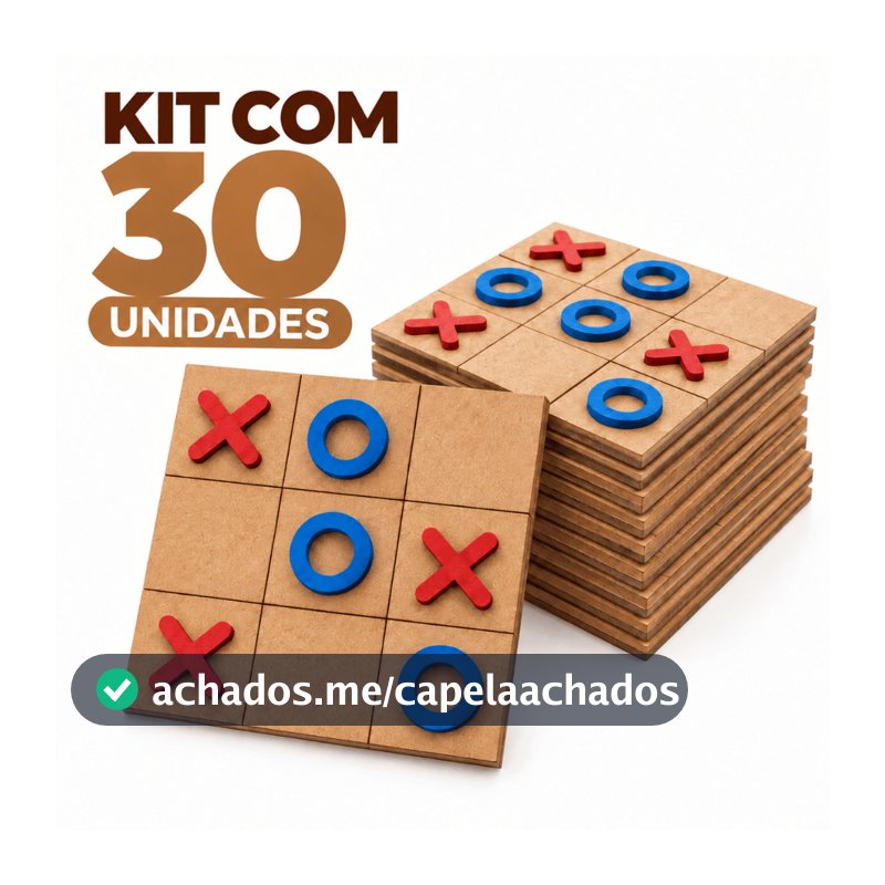 30x Jogos Da Velha Tabuleiro Brinquedo Presente Lembrancinha MDF Jogos Peças Coloridas