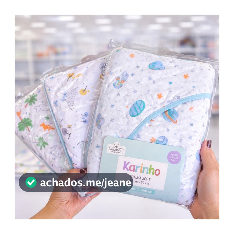 Kit 3 Toalhas de Banho Soft com Capuz para Bebê 100% Algodão 80x80cm Alta Absorção Macias Infantil