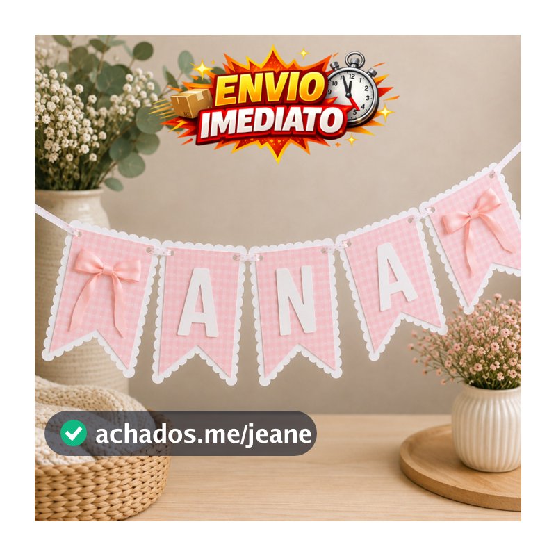 Bandeirolas Personalizada 3d Luxo Laços Rosa | Decoração | Festa Infantil | Aniversário