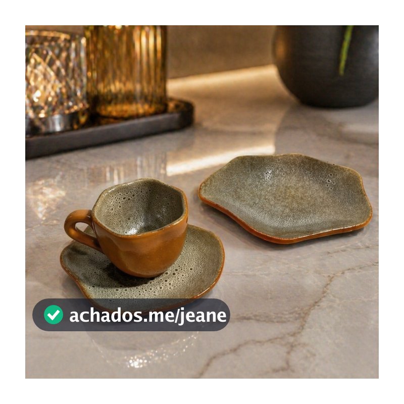6Kit Café Da Tarde Xícara Com Pires Prato Sobremesa Cerâmica Premium Café Elegante Mesa Posta Brunch
